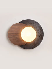 Themisto - Black Travertine and Walnut Sconce