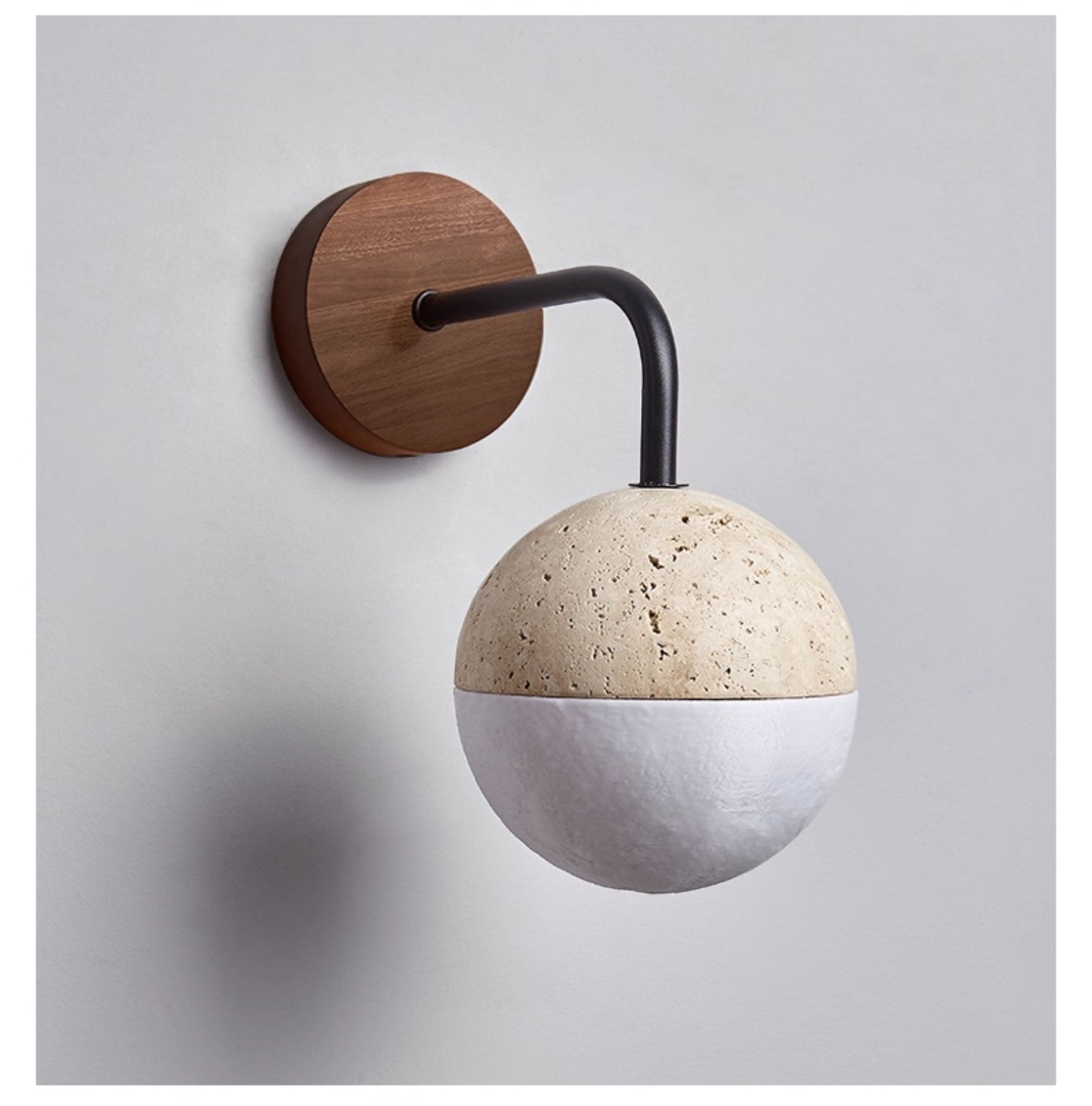 Kirke - Travertine and Polycarbonate Orb Sconce