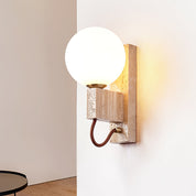 Halie - Travertine and Opal Sphere Sconce