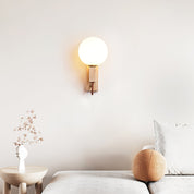 Halie - Travertine and Opal Sphere Sconce