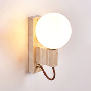 Halie - Travertine and Opal Sphere Sconce
