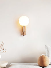 Halie - Travertine and Opal Sphere Sconce