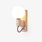 Halie - Travertine and Opal Sphere Sconce