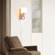 Halie - Travertine and Opal Sphere Sconce