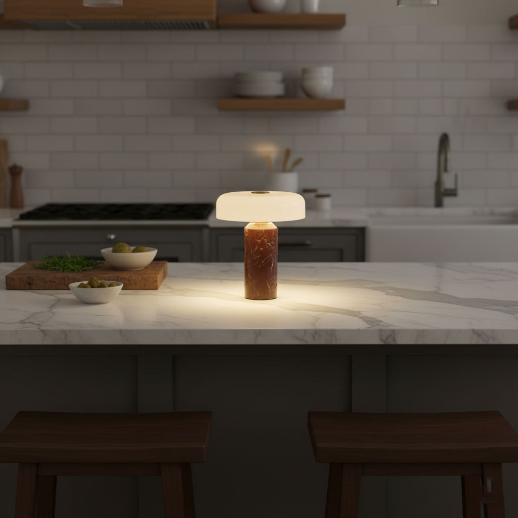 Hespera - Cordless Marble and Opaline Glass Table Lamp