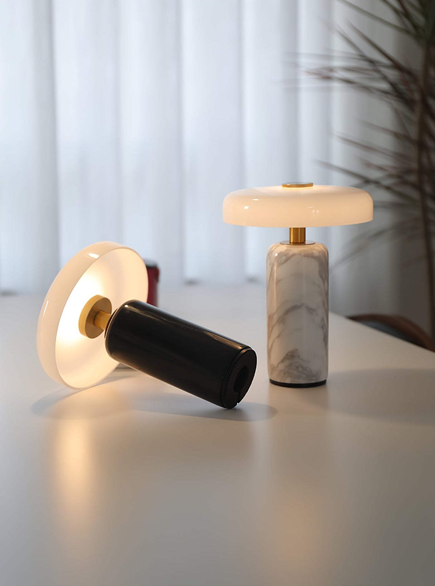 Hespera - Cordless Marble and Opaline Glass Table Lamp