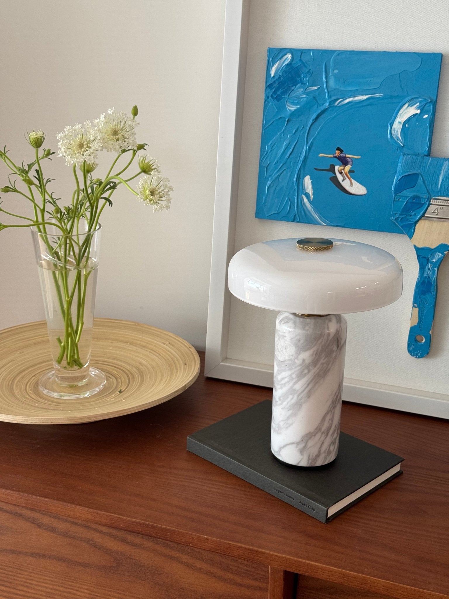 Hespera - Cordless Marble and Opaline Glass Table Lamp