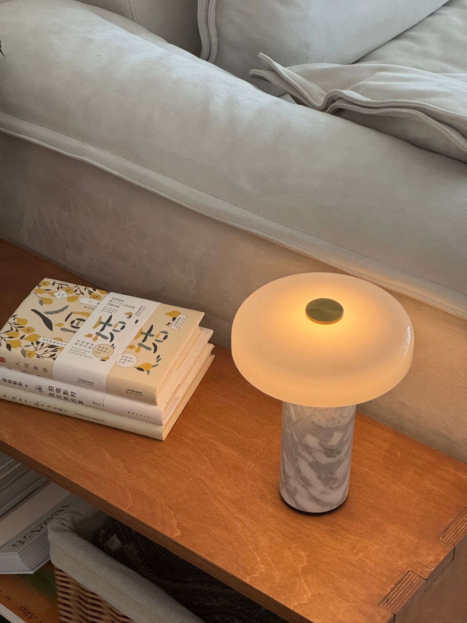 Hespera - Cordless Marble and Opaline Glass Table Lamp