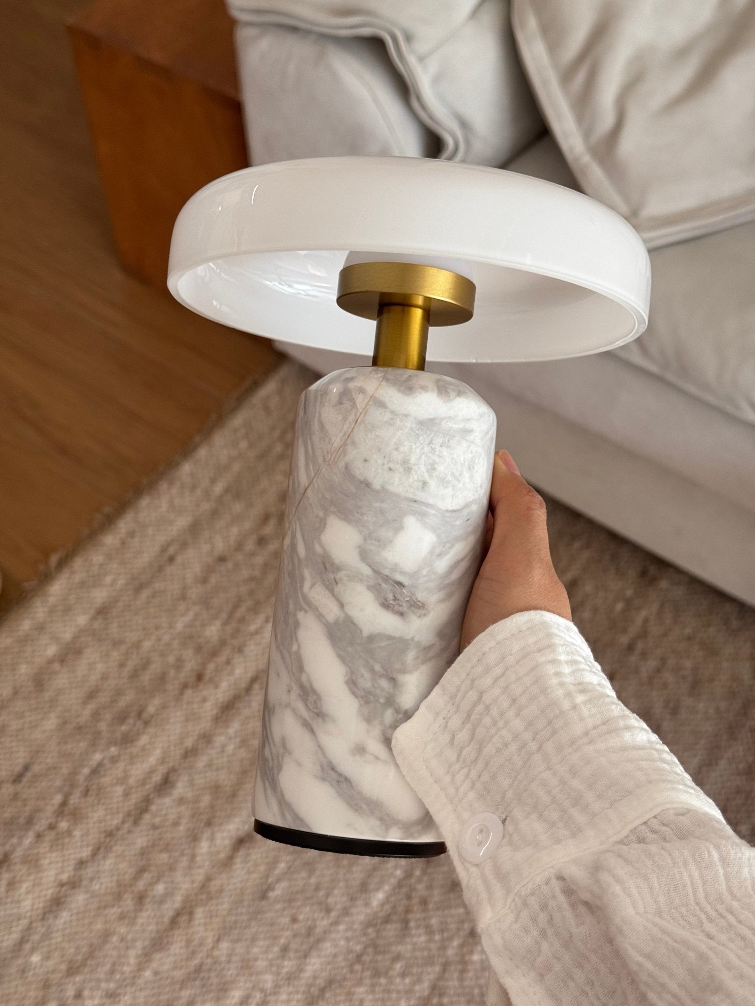 Hespera - Cordless Marble and Opaline Glass Table Lamp