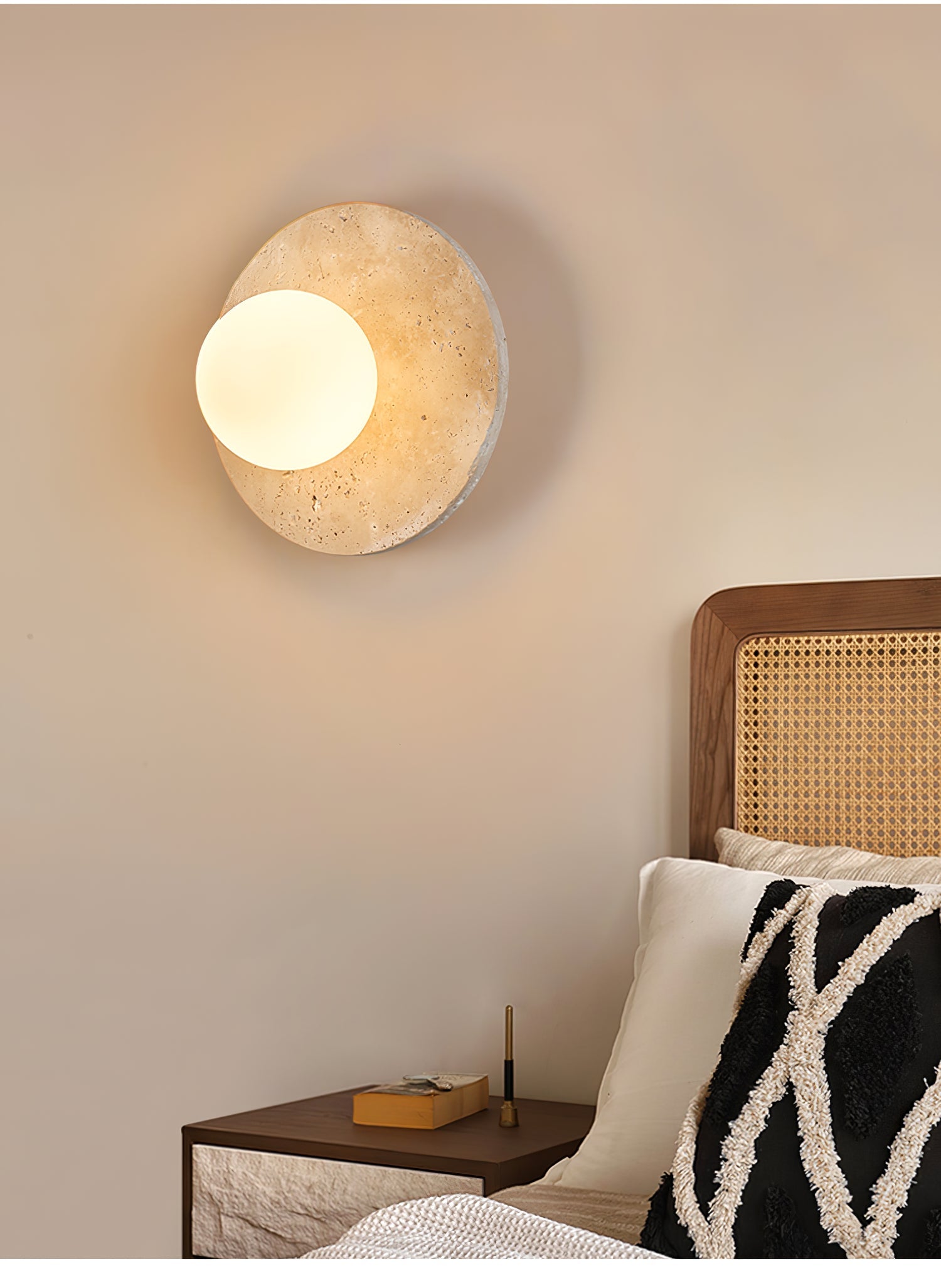Laomedeia - Travertine and Opal Glass Sconce