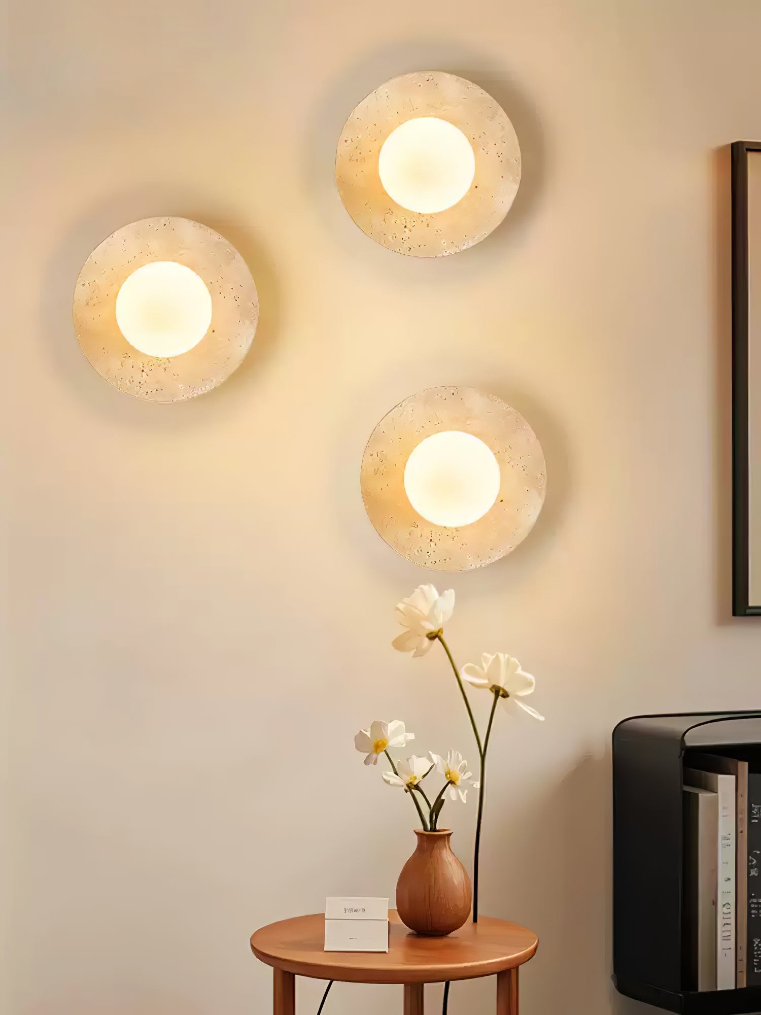 Laomedeia - Travertine and Opal Glass Sconce