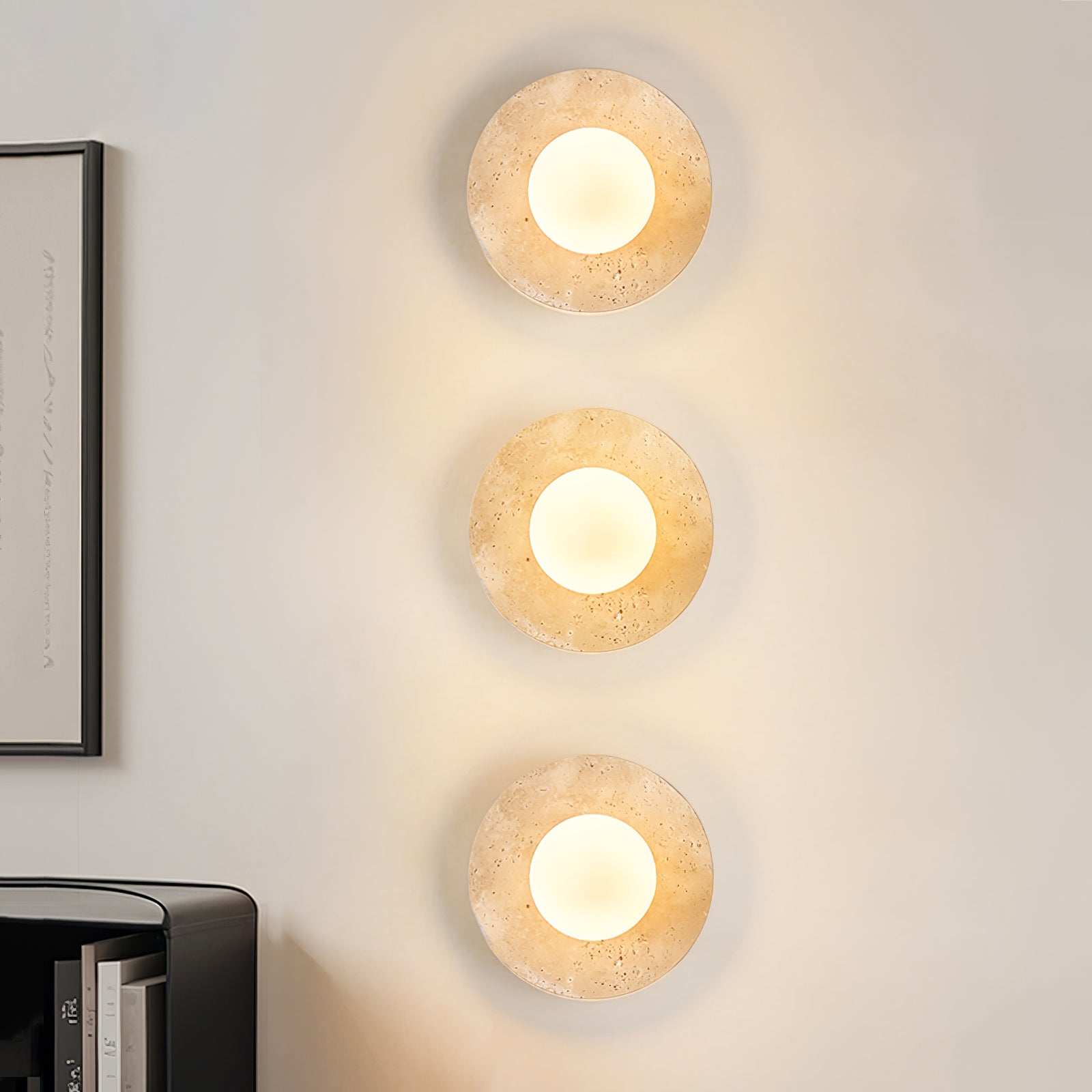 Laomedeia - Travertine and Opal Glass Sconce