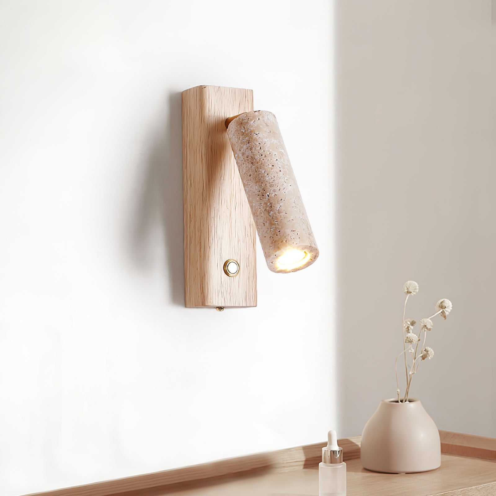 Orpheus - Travertine Torch Wall Lamp