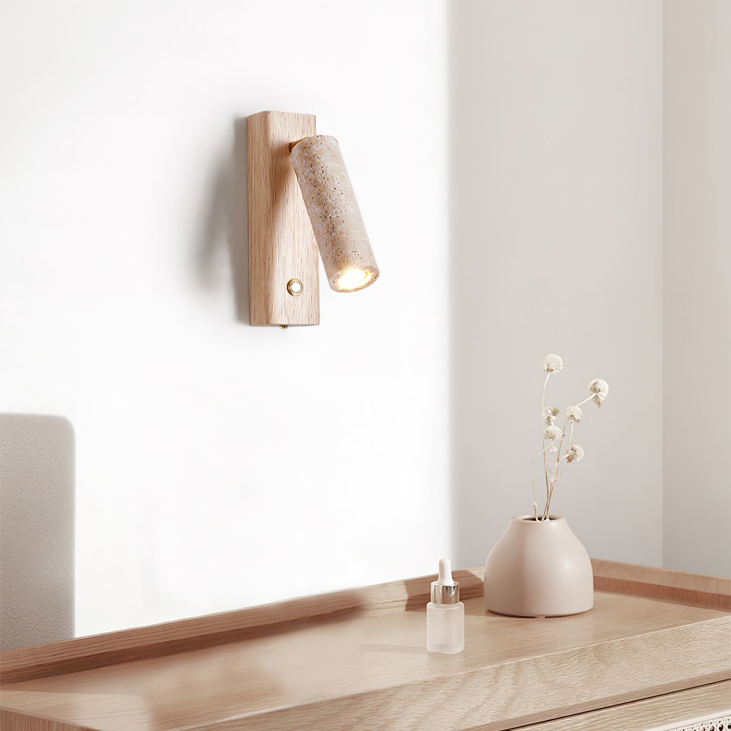 Orpheus - Travertine Torch Wall Lamp