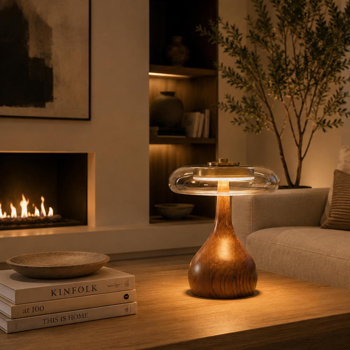 Lyra - Wood Glass Table Lamp