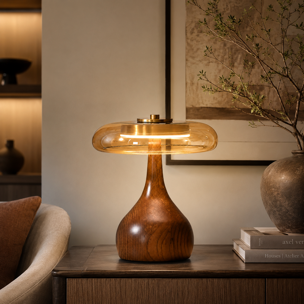 Lyra - Wood Glass Table Lamp