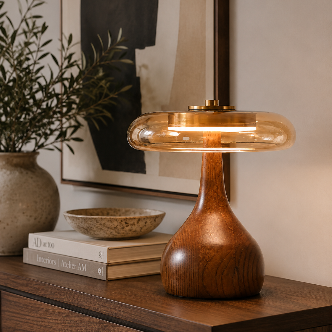 Lyra - Wood Glass Table Lamp