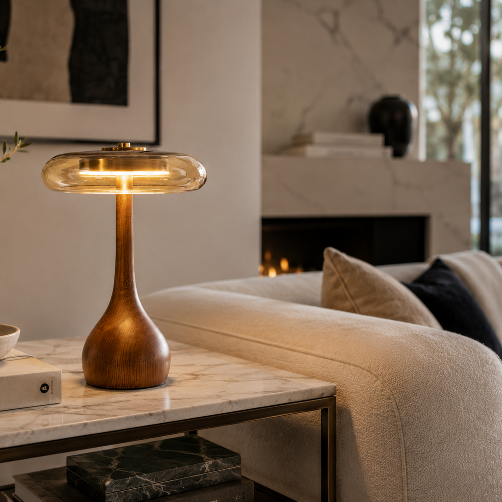 Lyra - Wood Glass Table Lamp