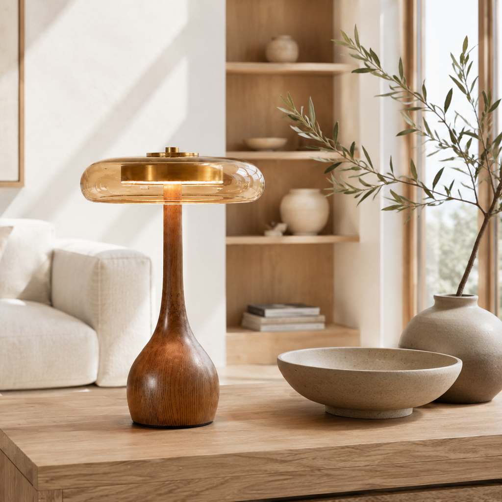 Lyra - Wood Glass Table Lamp