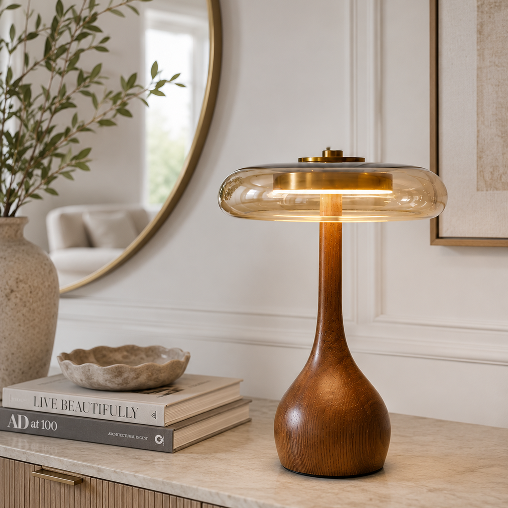 Lyra - Wood Glass Table Lamp