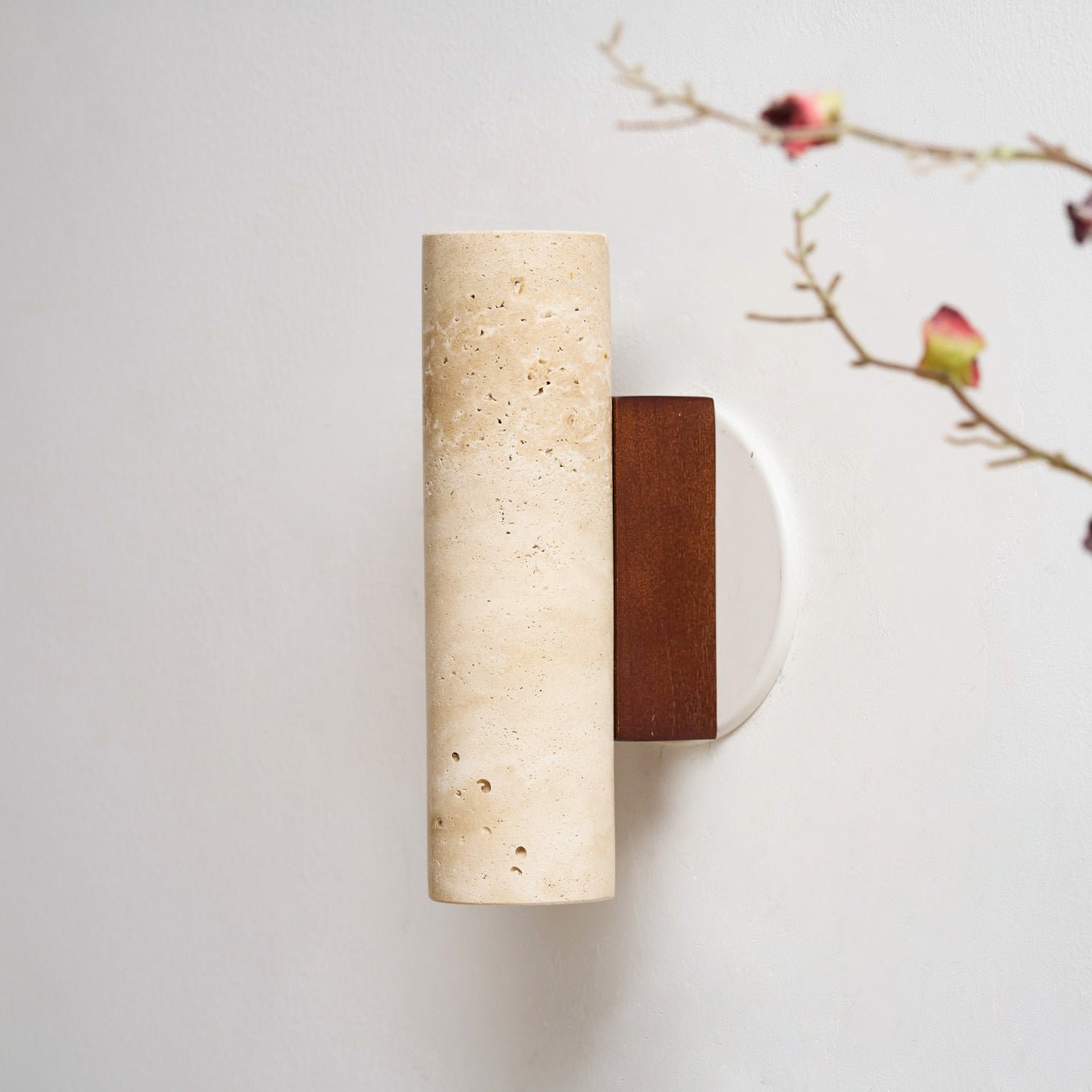 Euterpe - Travertine Cylinder Wall Sconce