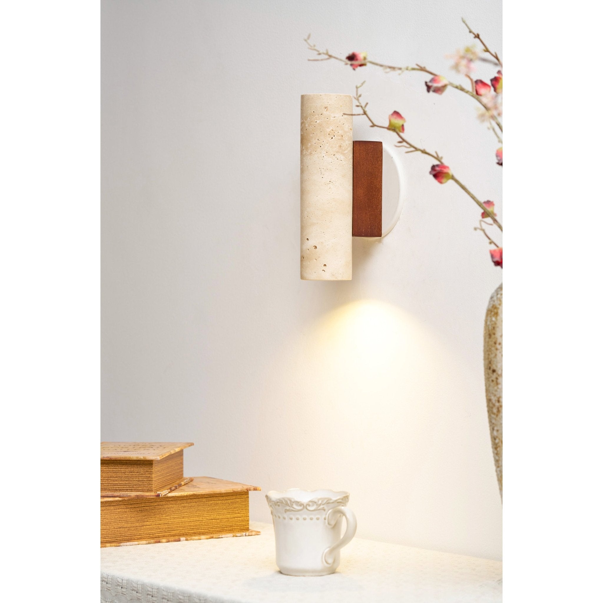 Euterpe - Travertine Cylinder Wall Sconce