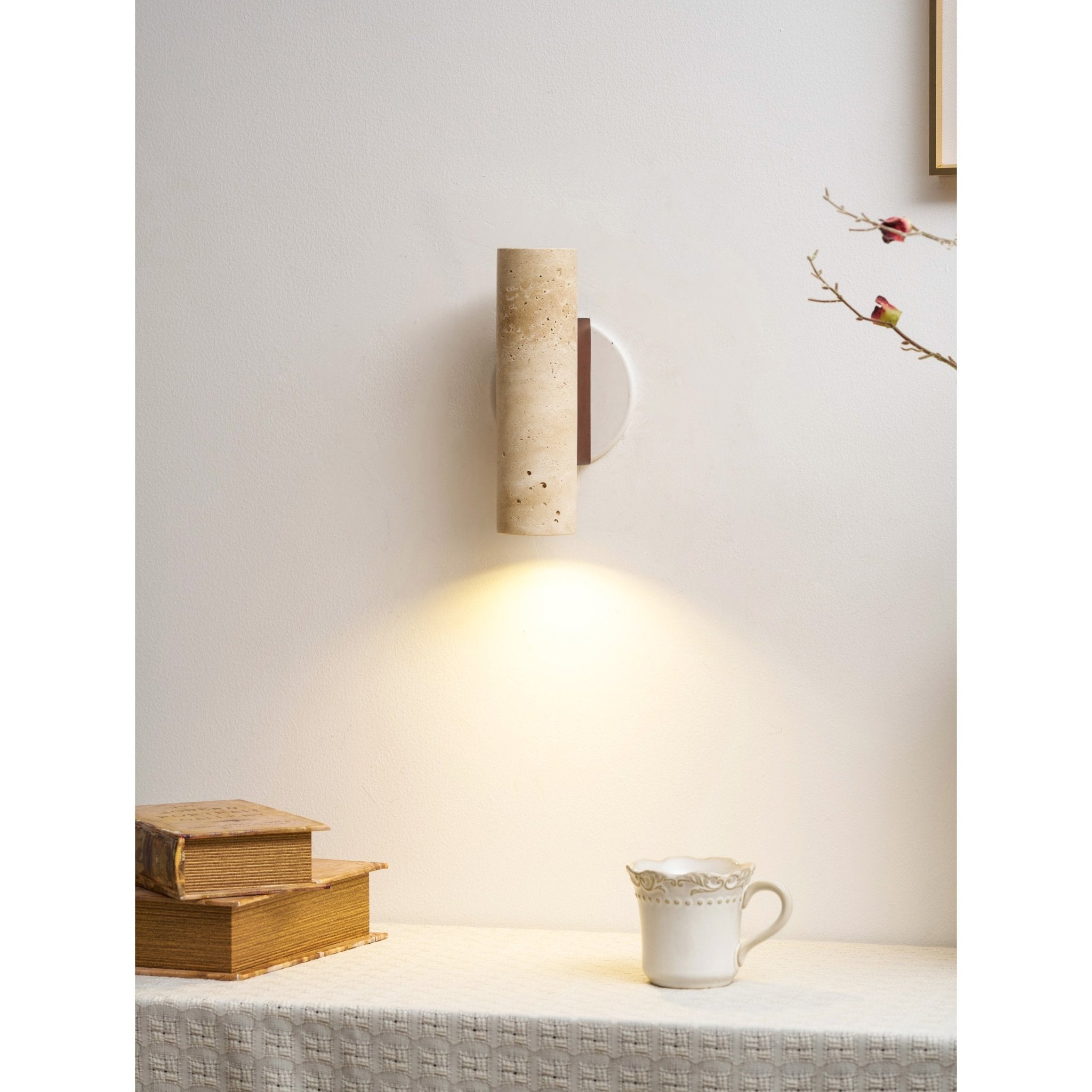 Euterpe - Travertine Cylinder Wall Sconce