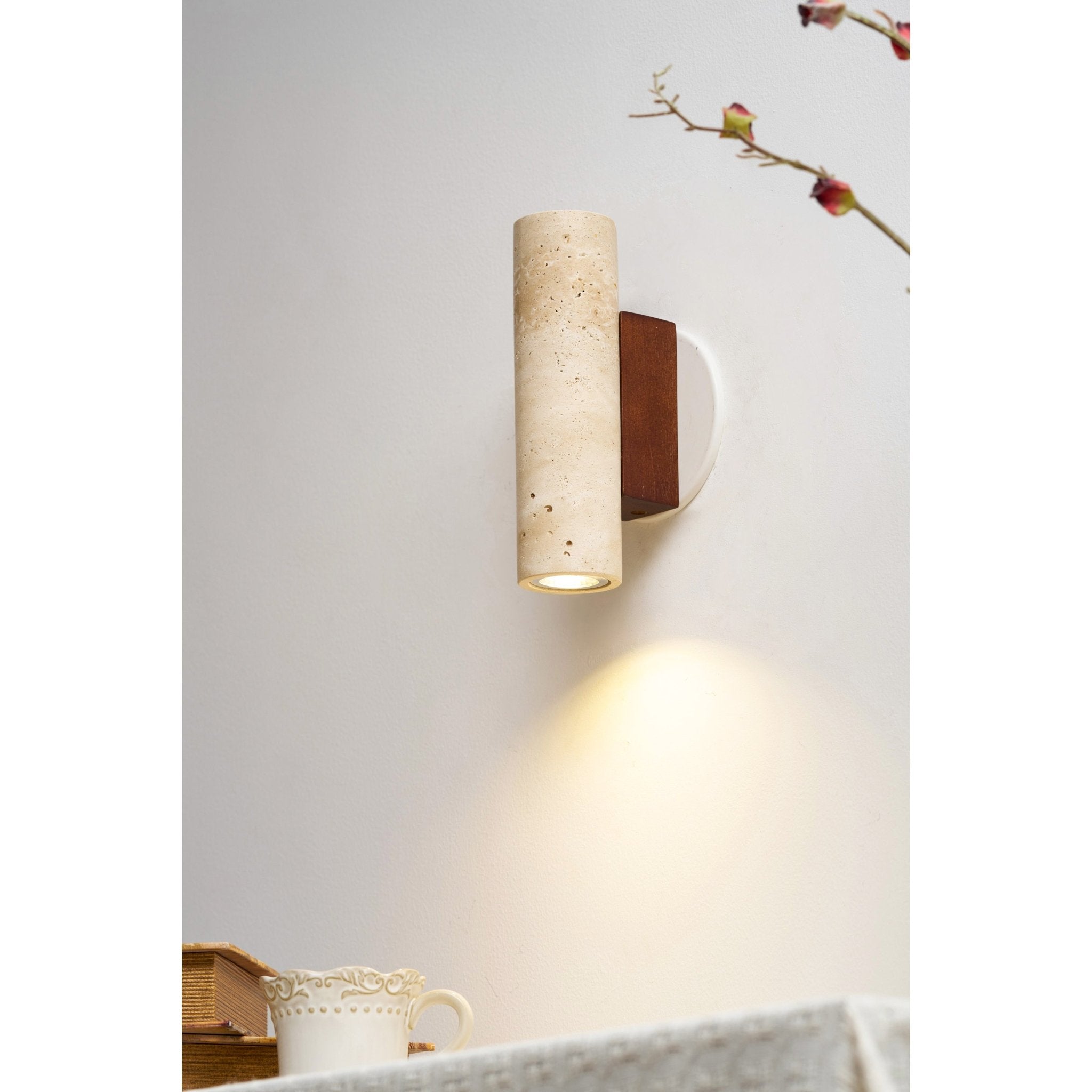 Euterpe - Travertine Cylinder Wall Sconce
