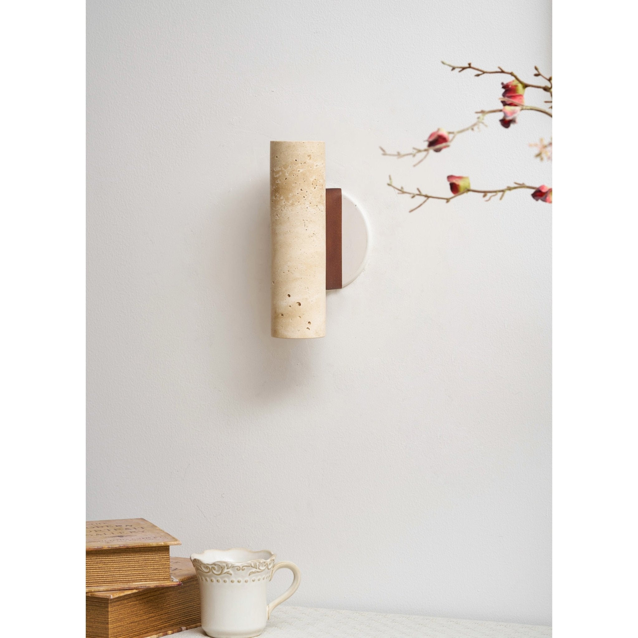Euterpe - Travertine Cylinder Wall Sconce