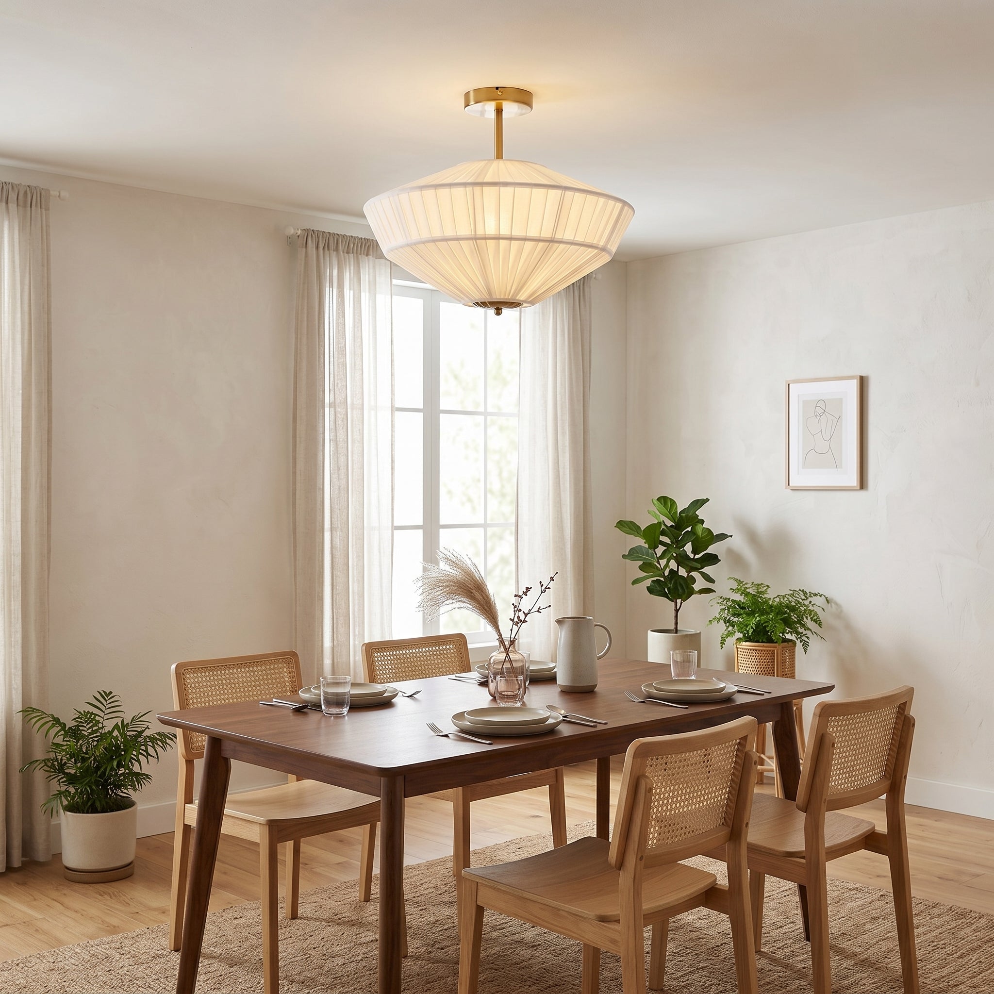 Stephane - Pleated Fabric Ceiling Lamp