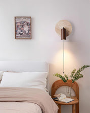 Idmon - Travertine and Wood Wall Lamp