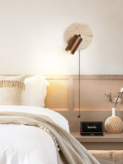 Idmon - Travertine and Wood Wall Lamp