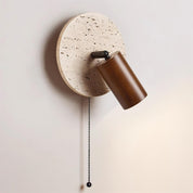 Idmon - Travertine and Wood Wall Lamp