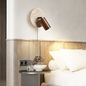 Idmon - Travertine and Wood Wall Lamp