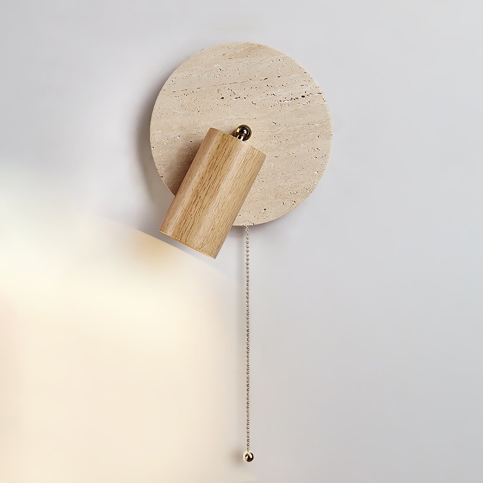 Idmon - Travertine and Wood Wall Lamp