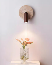 Idmon - Travertine and Wood Wall Lamp