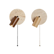 Idmon - Travertine and Wood Wall Lamp