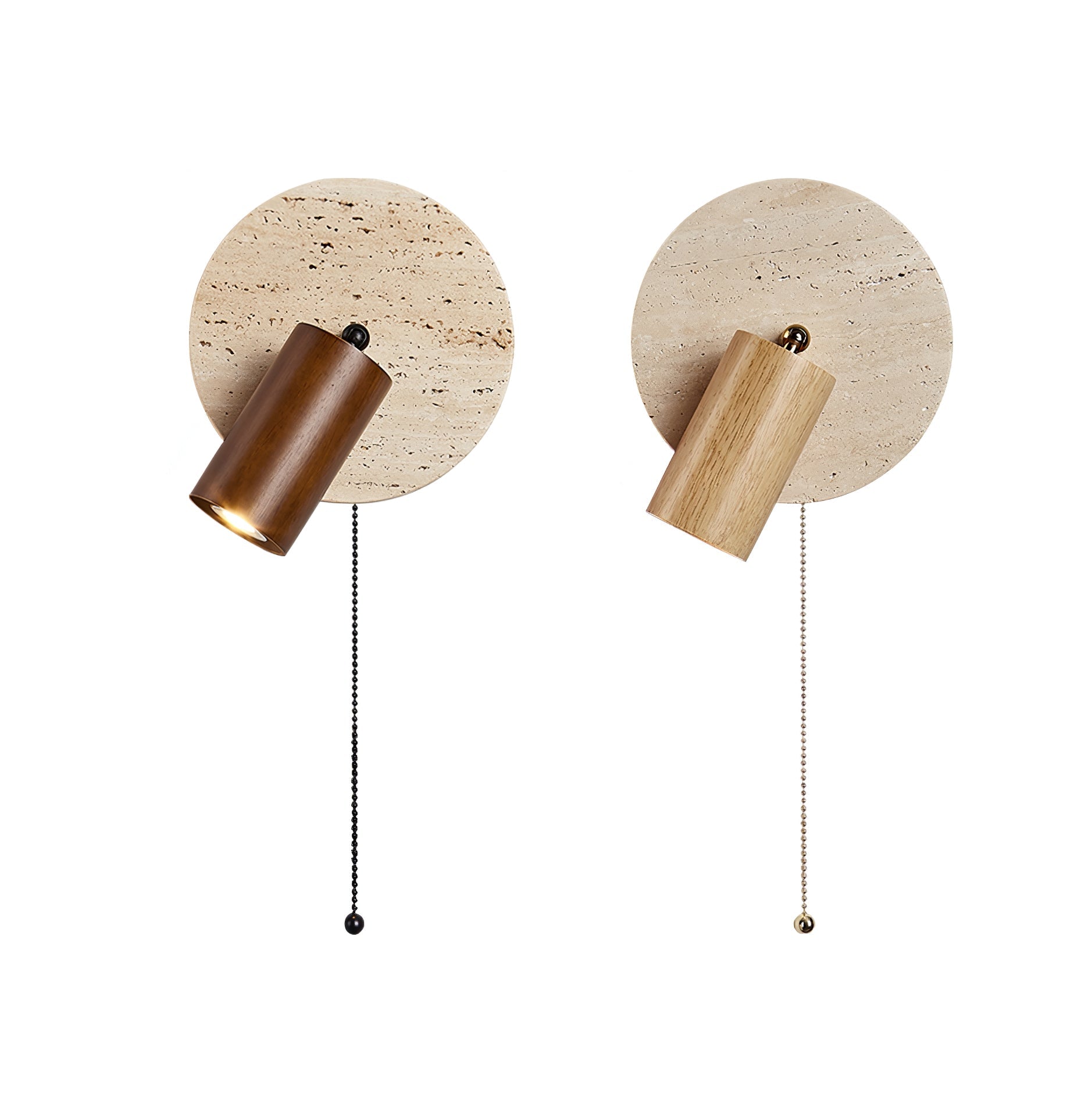 Idmon - Travertine and Wood Wall Lamp