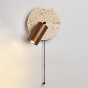 Idmon - Travertine and Wood Wall Lamp