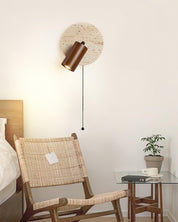 Idmon - Travertine and Wood Wall Lamp