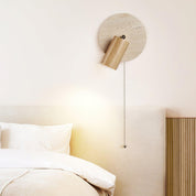Idmon - Travertine and Wood Wall Lamp
