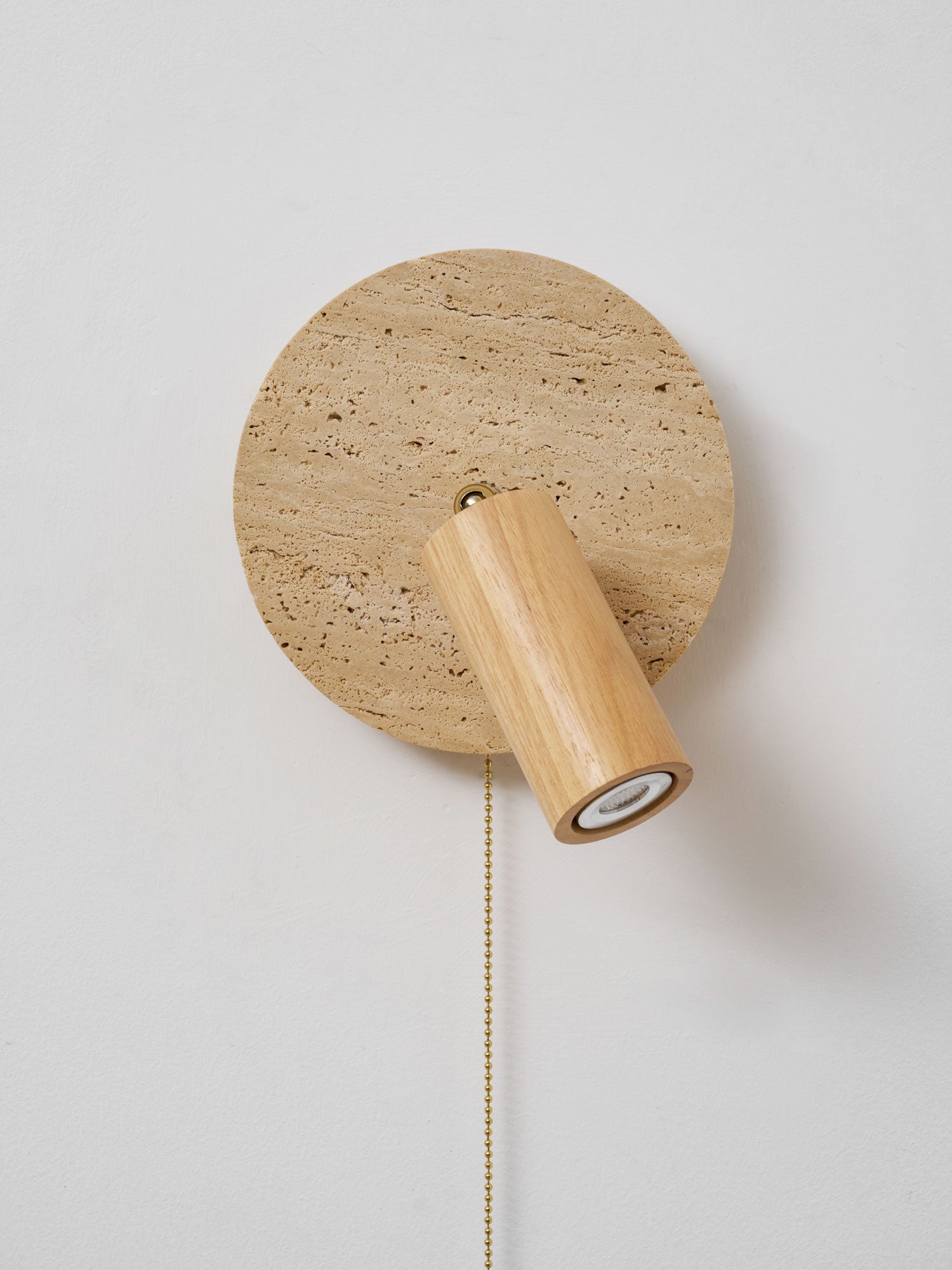 Idmon - Travertine and Wood Wall Lamp
