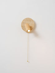 Idmon - Travertine and Wood Wall Lamp