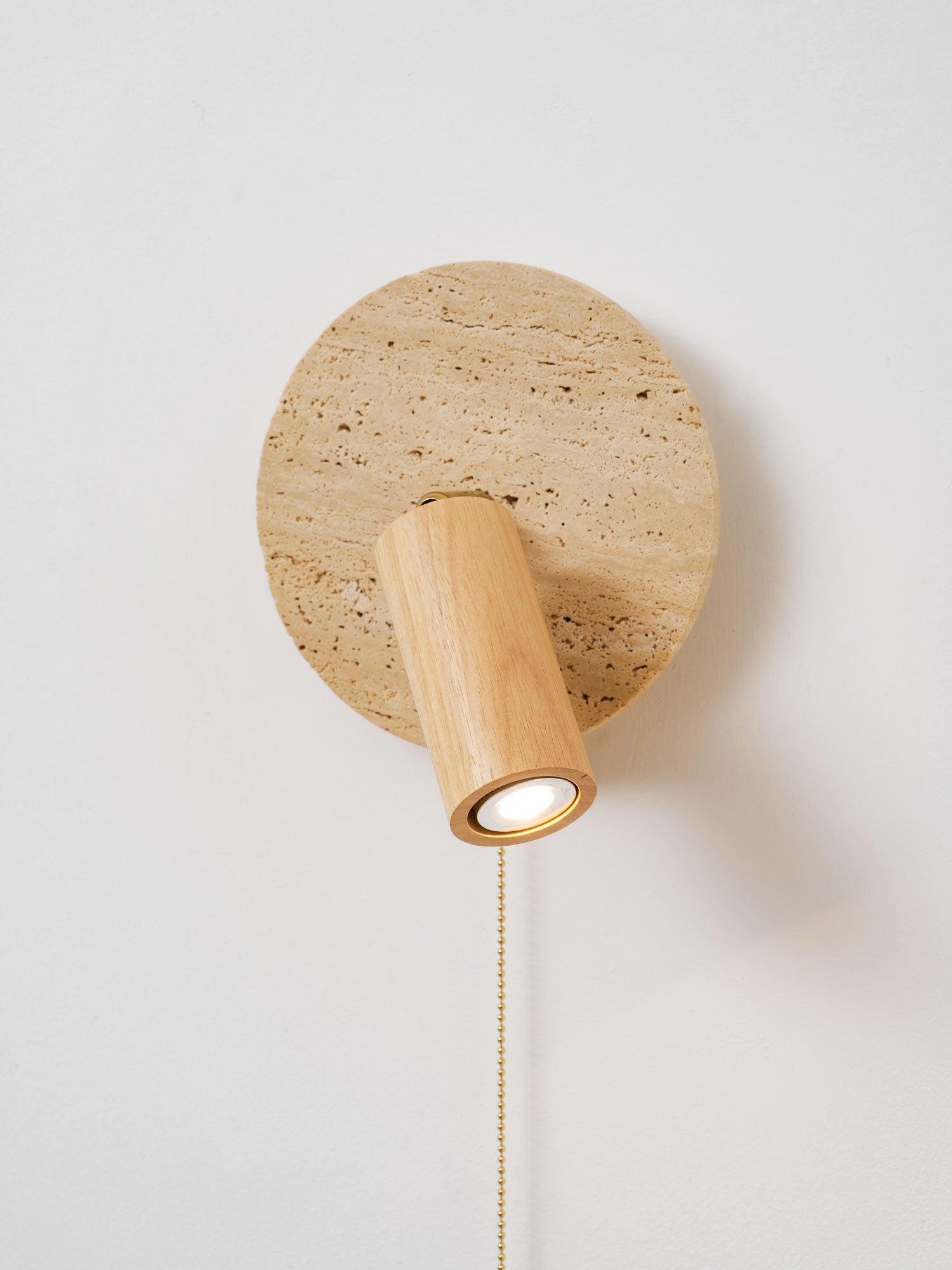 Idmon - Travertine and Wood Wall Lamp