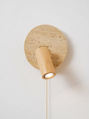Idmon - Travertine and Wood Wall Lamp