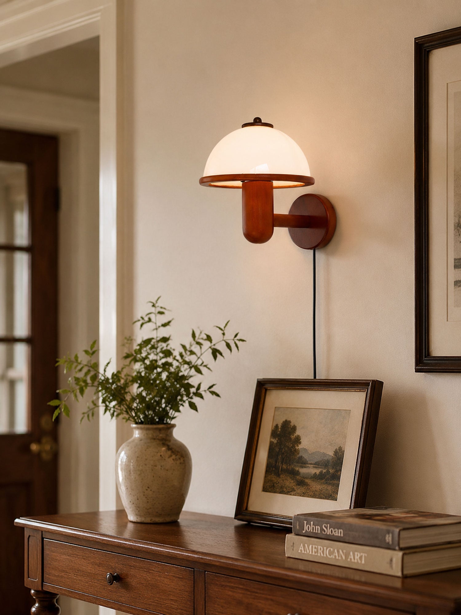 Sophrosyne - Dark Oak Plug-In Wall Lamp