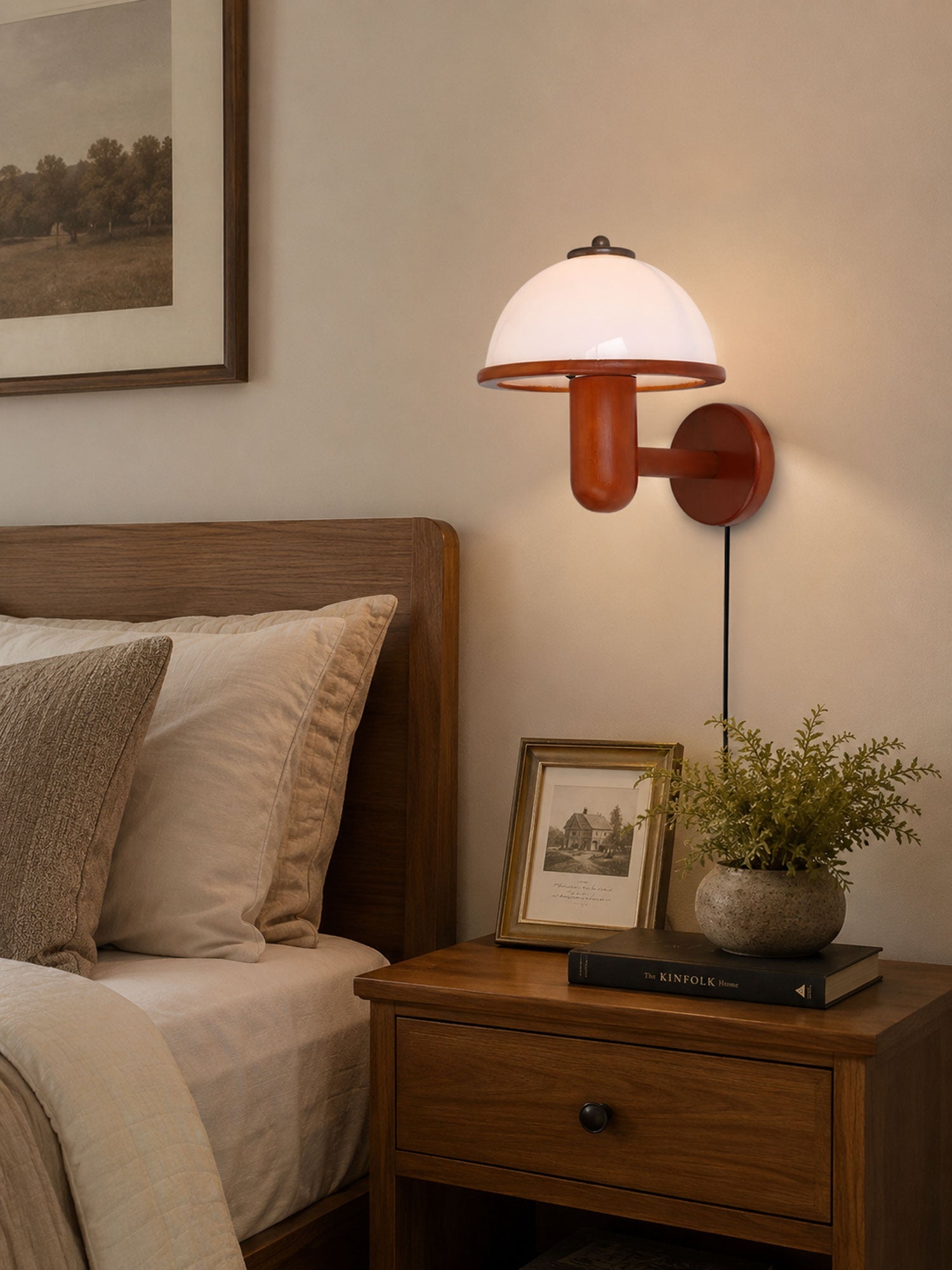 Amaltheia - Dark Oak Plug-In Wall Lamp