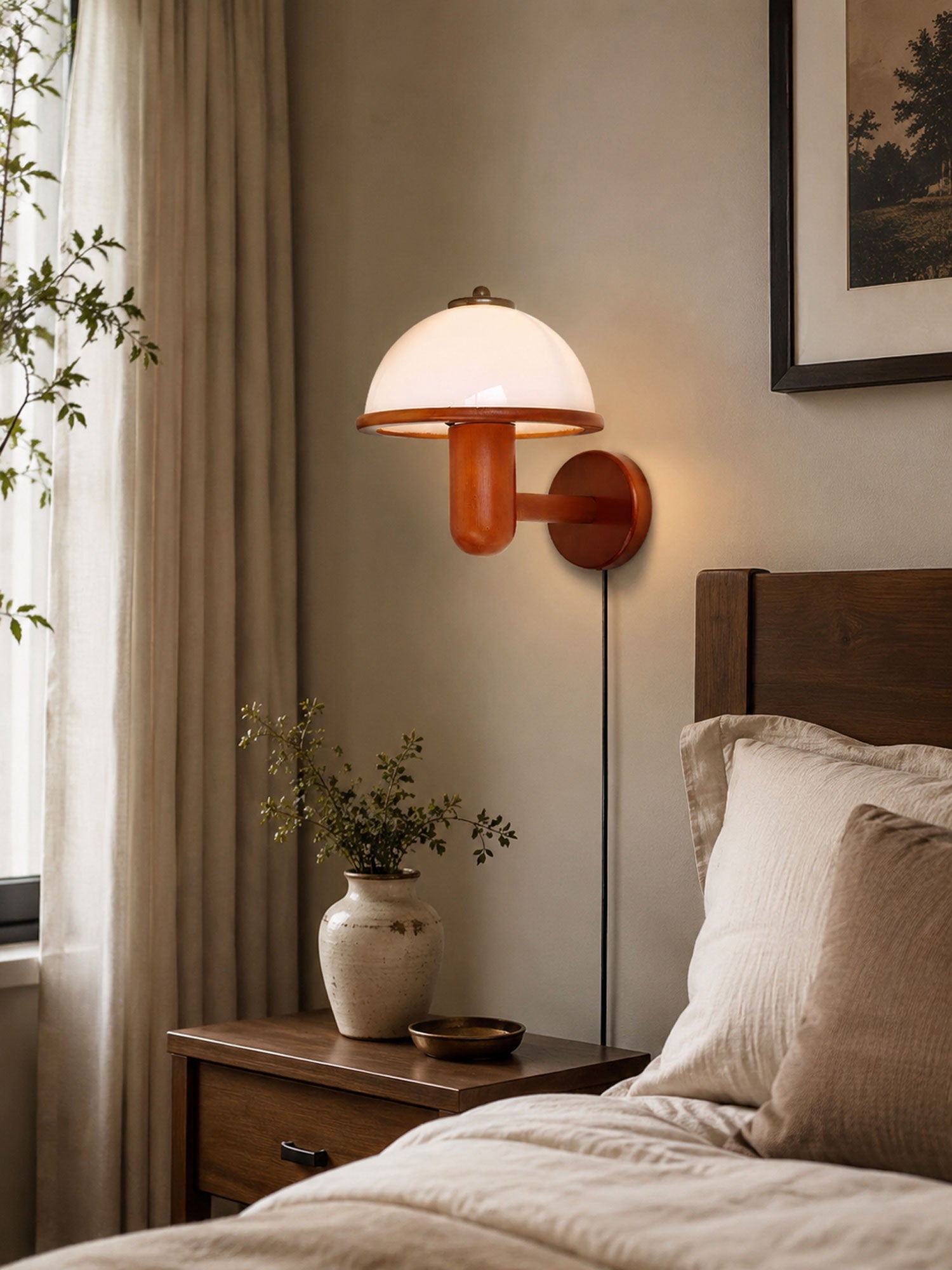 Amaltheia - Dark Oak Plug-In Wall Lamp