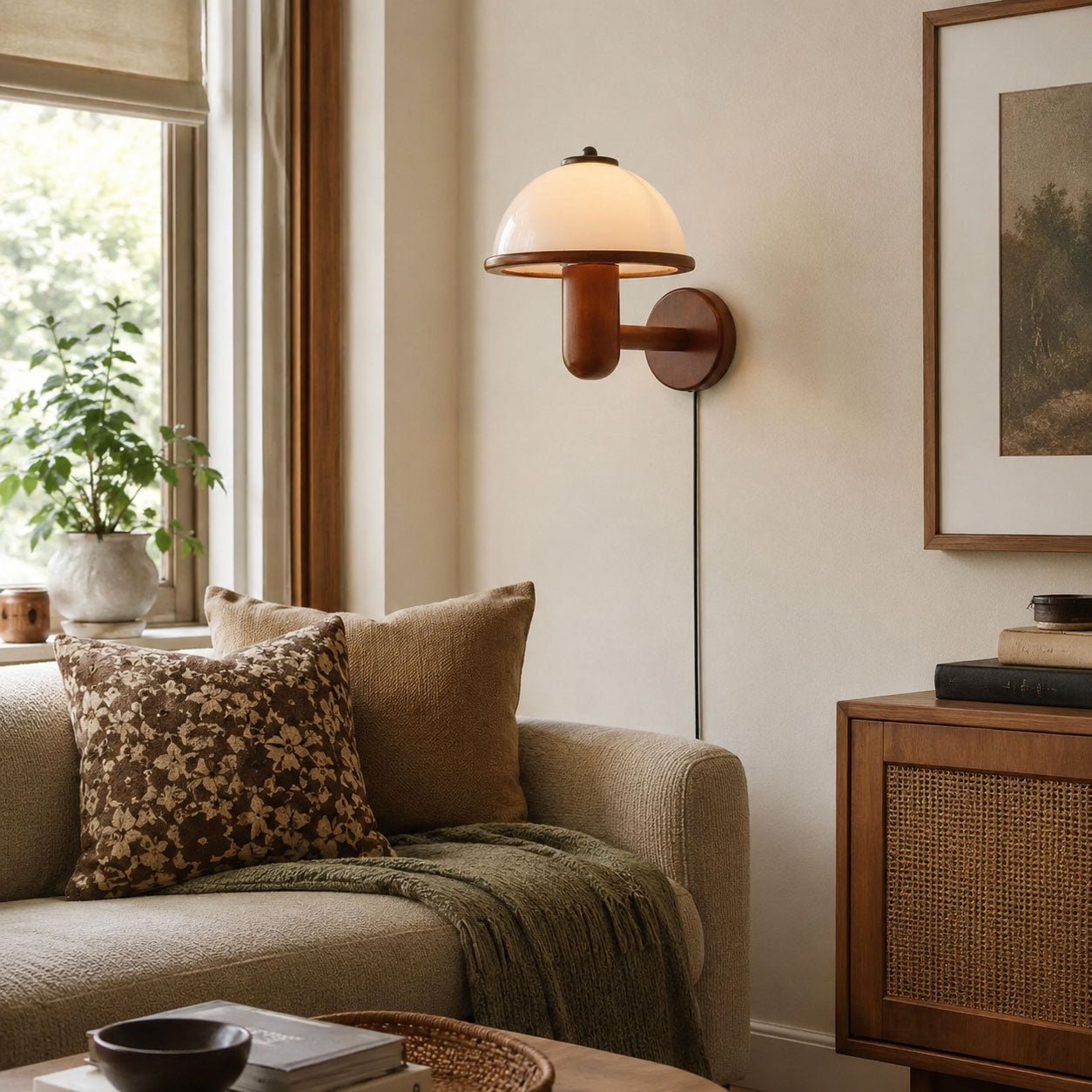 Amaltheia - Dark Oak Plug-In Wall Lamp