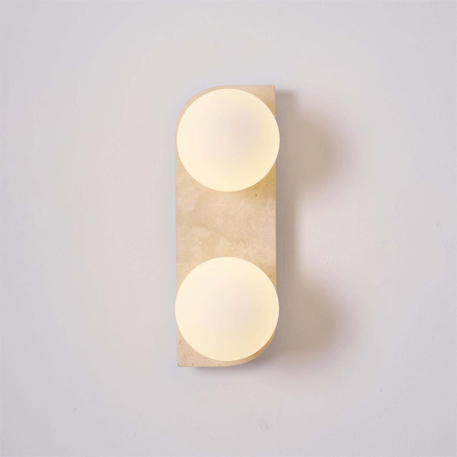 Glauke - Travertine and Glass Globe Plug-In Light